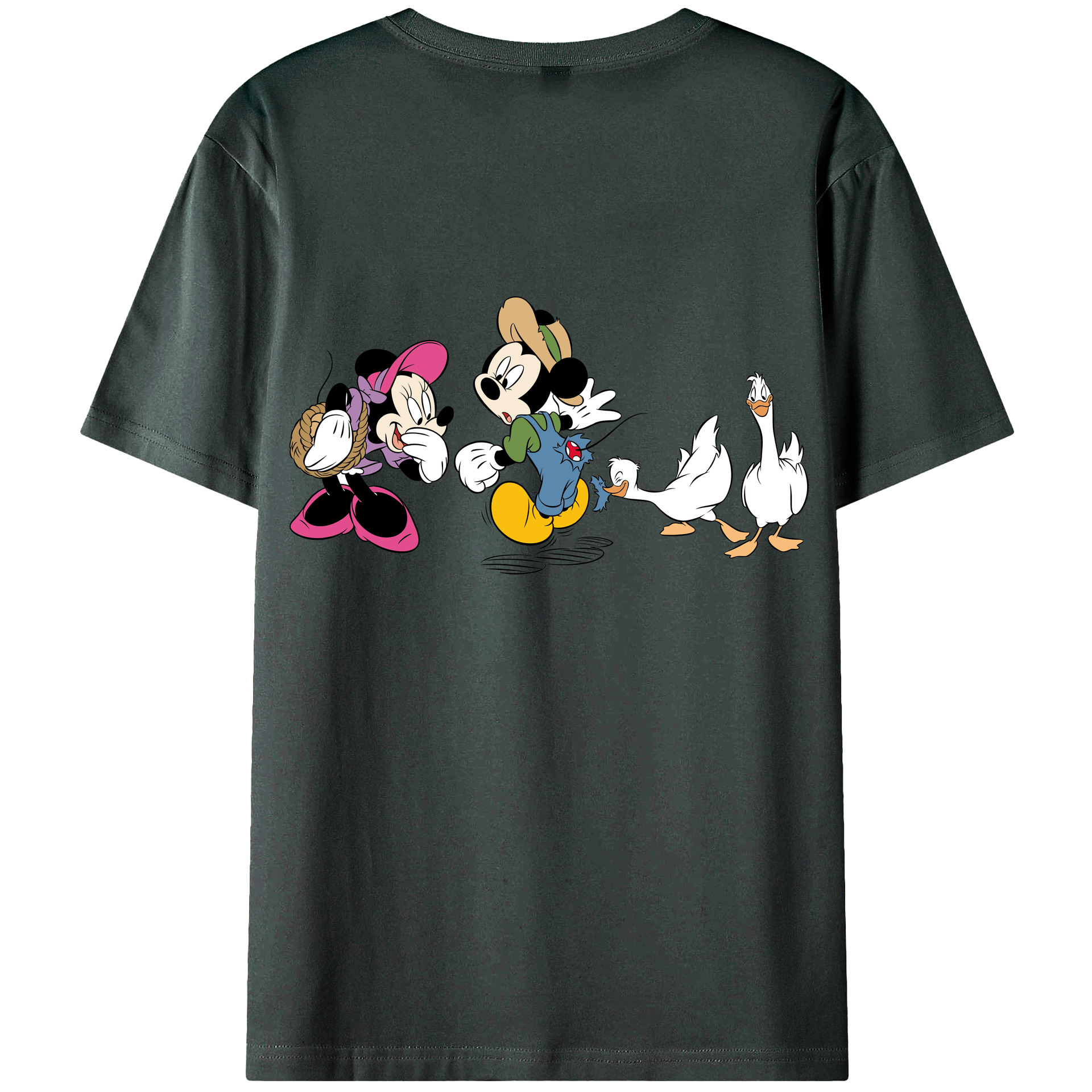 ミッキーマウス Mickey Mouse 綿100％ メンズ半袖Tシャツ（バックプリント） 通気性